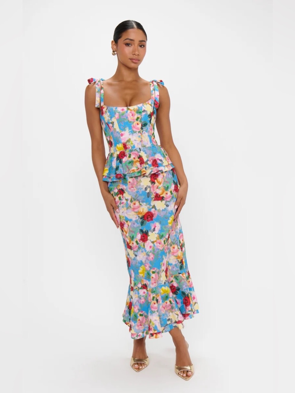 Show Me Your Mumu Pauline Peplum Floral Dress Small